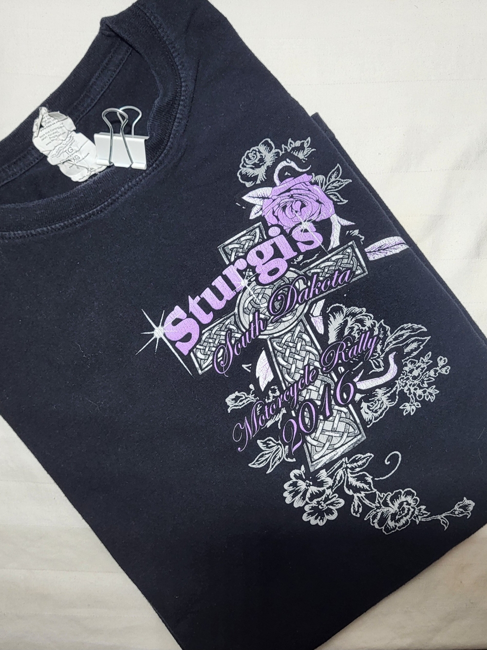 Sturgis 2016 Black Short Sleeve Tee with Purple Graphic